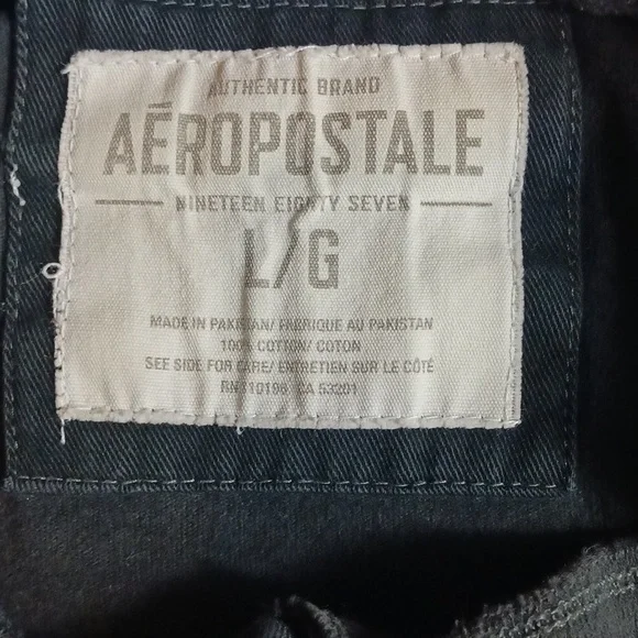 Aeropostale Faded Black Henley Long Sleeve Shirt Y2K Grunge Punk Size L - Picture 3 of 8